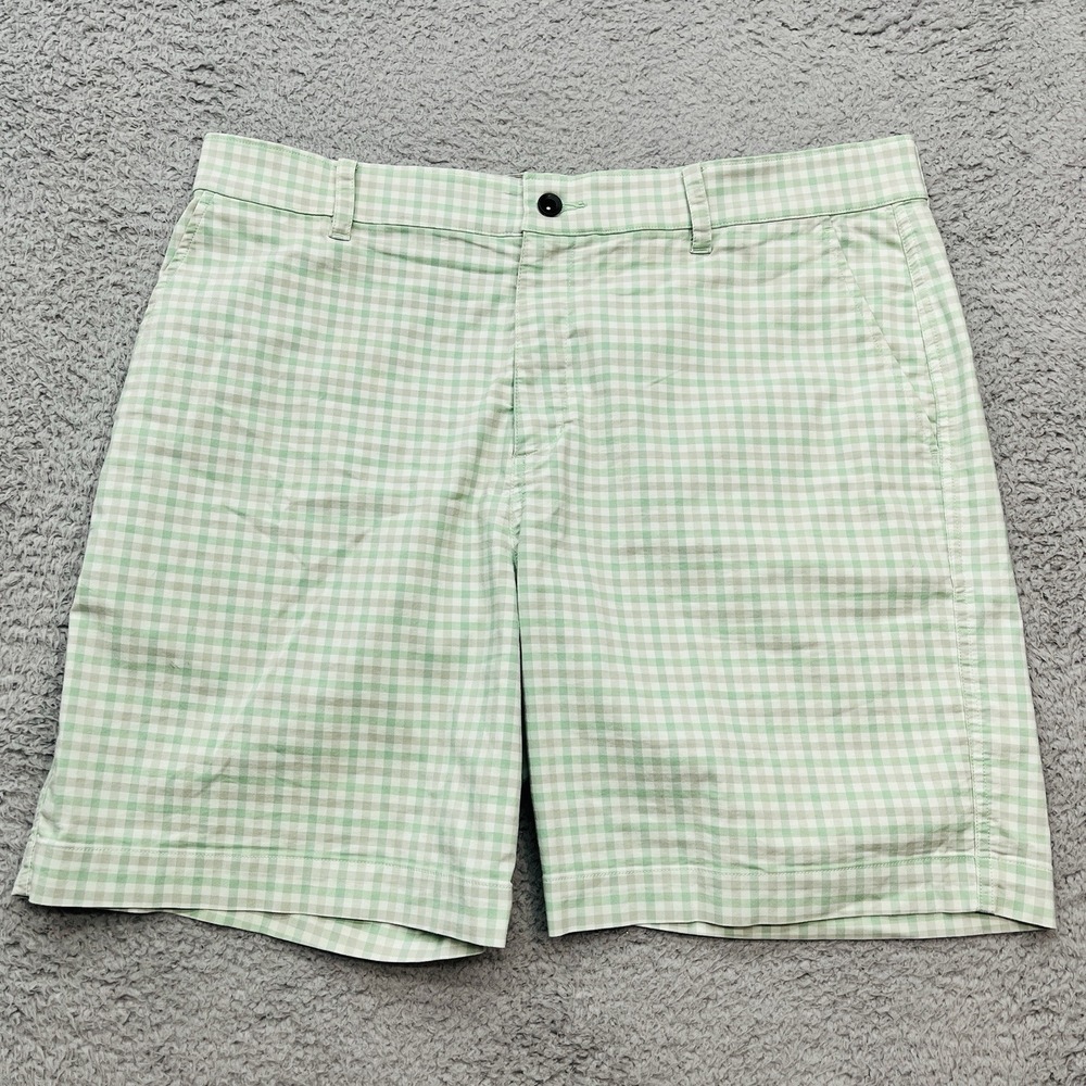 Nike Dri-Fit UV Plaid Chino Golf‎ Shorts Mens 36 Green Performance Stretch